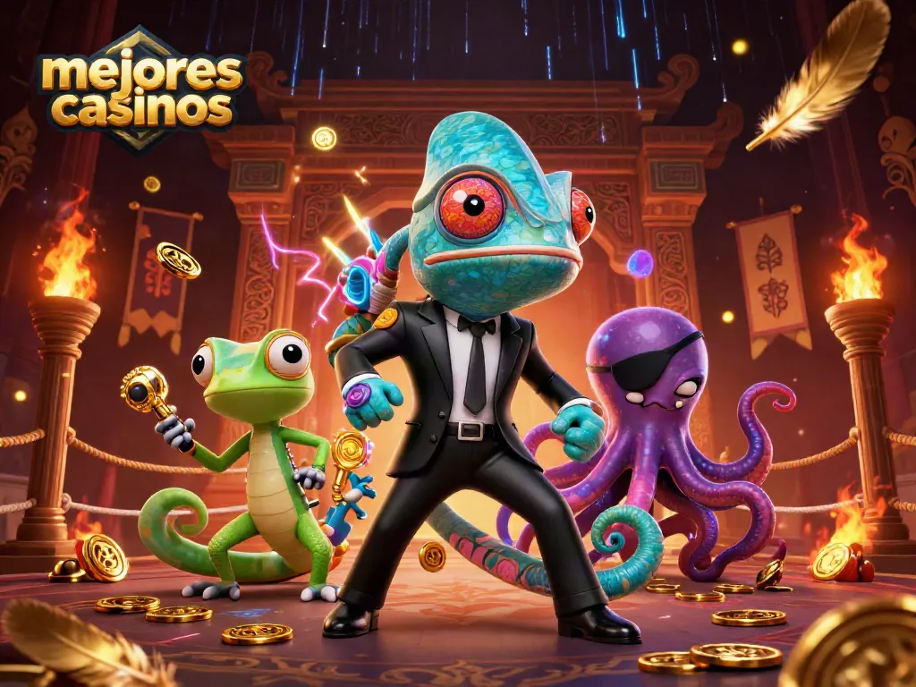 Examina los mejores casinos con un agente camaleón, un gecko y un pulpo en acción.