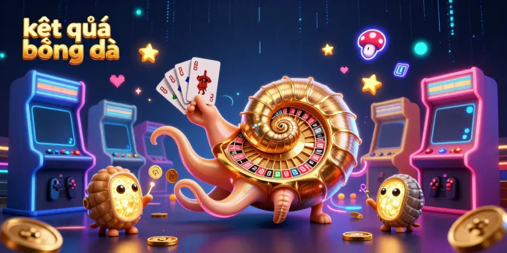 Experience the excitement of kết quả bóng đá with a dynamic 3D gaming scene featuring a giant nautilus and vibrant casino elements.