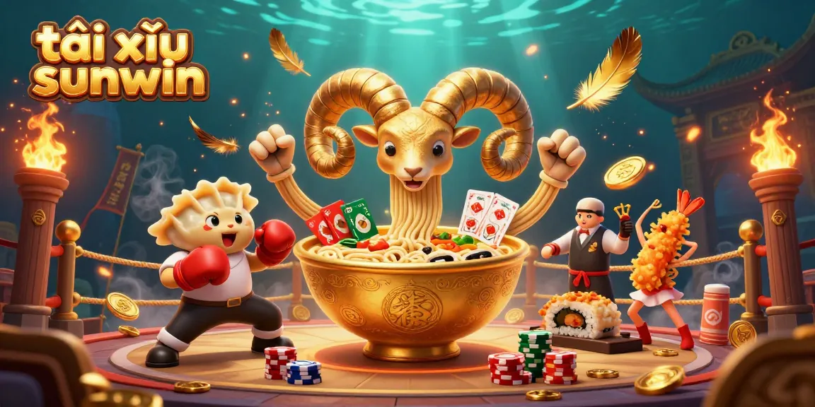 Tài xỉu sunwin character interacts in a dynamic casino scene with vibrant details.