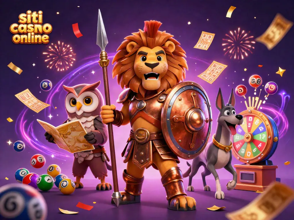 Scopri i siti casino online con il leone spartano in un'illustrazione vivace e dinamica.