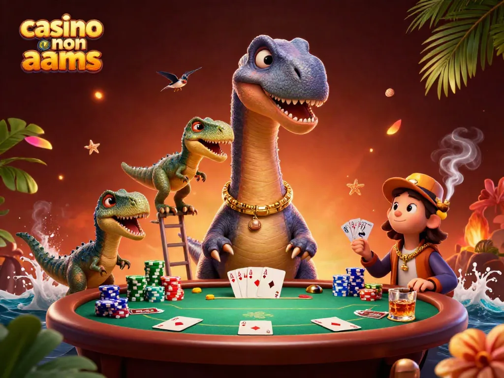 Giocando a poker in un casinò non AAMS con un brontosauro e un raptor che distribuiscono carte.