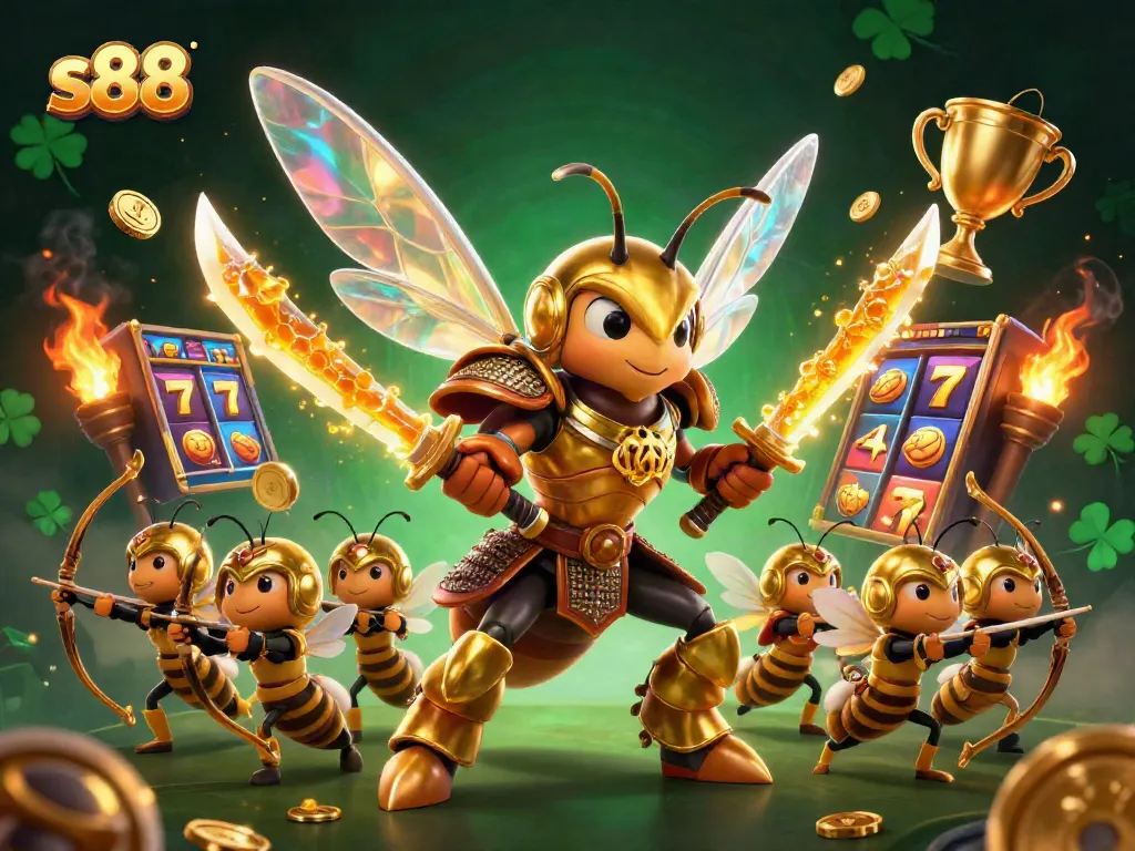 Engage with the thrilling world of s88 slots with this colorful illustration showcasing a vibrant 3D casino scene.
