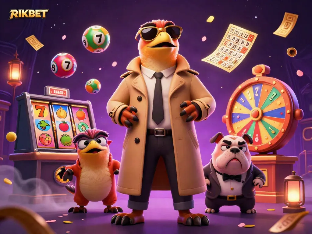 Experience thrilling gameplay at RIKBET with raptors sneaking into a casino scene filled with vibrant gaming elements.
