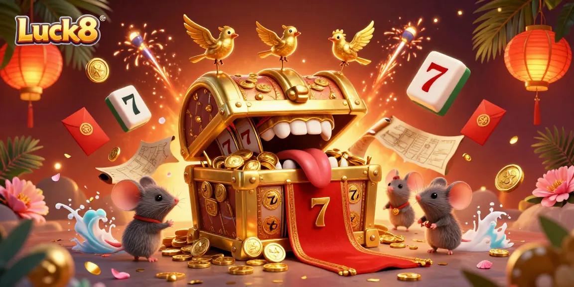Engage with Luck8's thrilling 3D casino scene showcasing adventure with treasure and slot excitement.